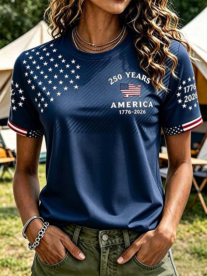 Women'S Casual Independence Day Printed Top