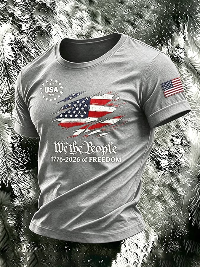 Men's 250th Independence Day Commemorative  Freedom・Courage・Pride Printed Top