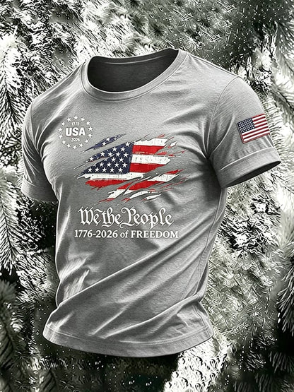 Men's 250th Independence Day Commemorative  Freedom・Courage・Pride Printed Top