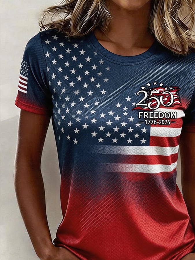 Women'S Casual Independence Day Printed Top