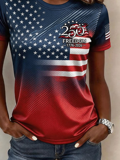 Women'S Casual Independence Day Printed Top
