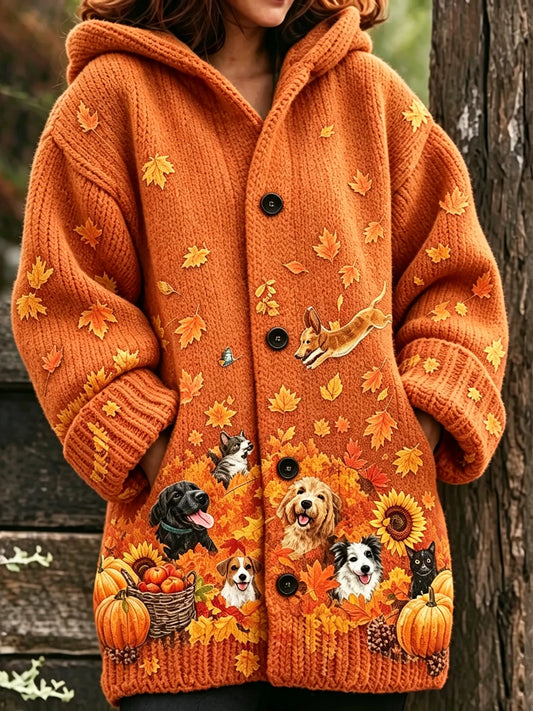 Women's Vintage Style Autumn Knit Jacquard Cardigan With