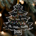 Christmas Tree With Family Names And Led Lights - Personalized Acrylic Ornament