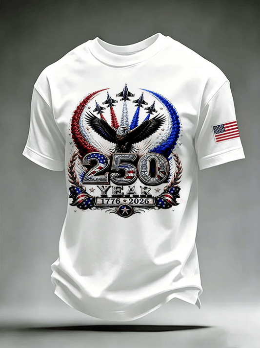 Men's USA 1776-2026 Freedom Printed Casual T-shirt
