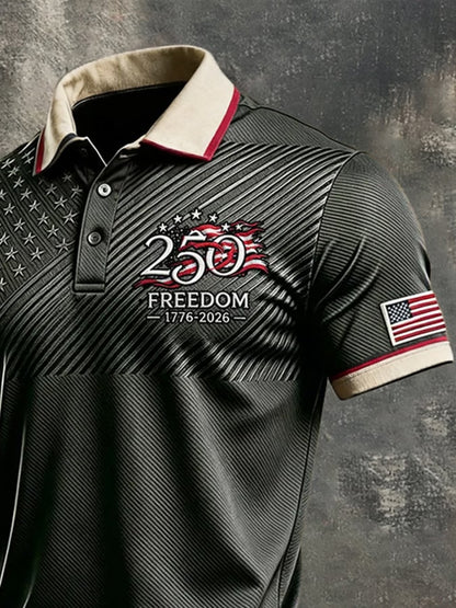Men's Retro "Patriot" Color-Block Short-Sleeve Polo Shirt