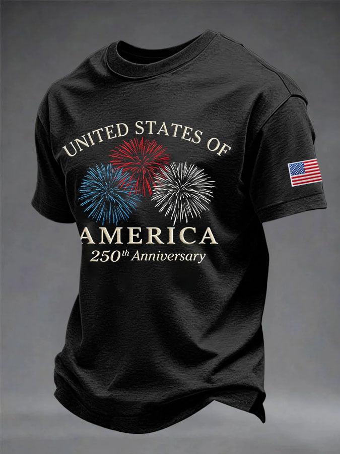 Men's USA 250th Anniversary Print Round Neck T-shirt