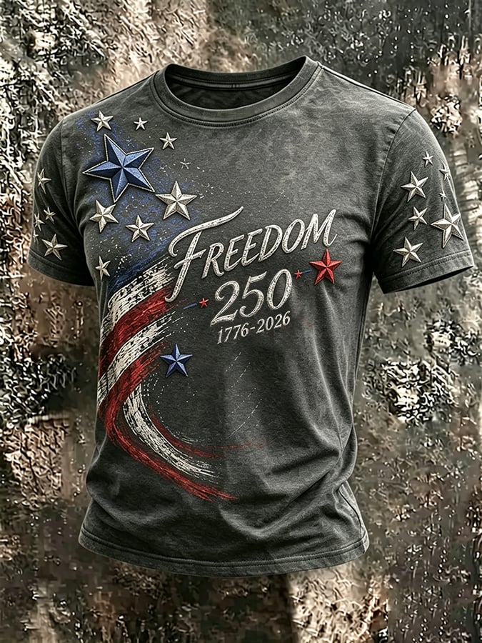 Men's USA 250th Anniversary Print Casual T-shirt