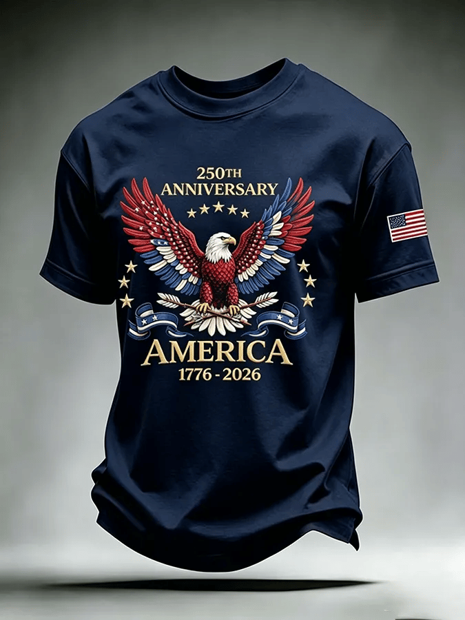 Men's USA 1776-2026 Freedom Printed Casual T-shirt