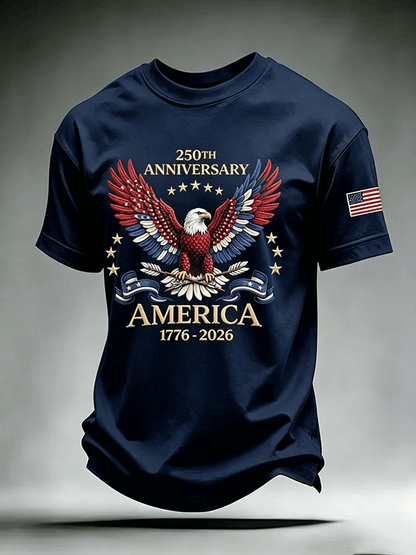 Men's USA 1776-2026 Freedom Printed Casual T-shirt