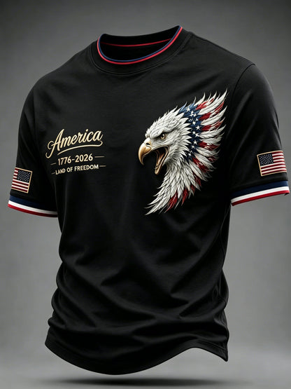 Men's USA 1776-2026 Freedom Printed Casual T-shirt