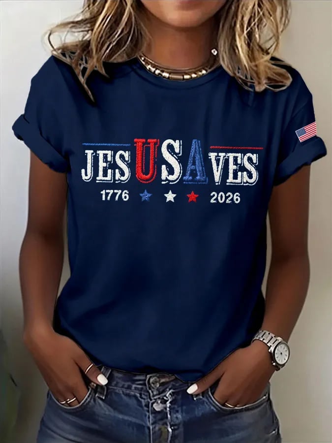 Women'S Independence Day Print Short-Sleeve Top