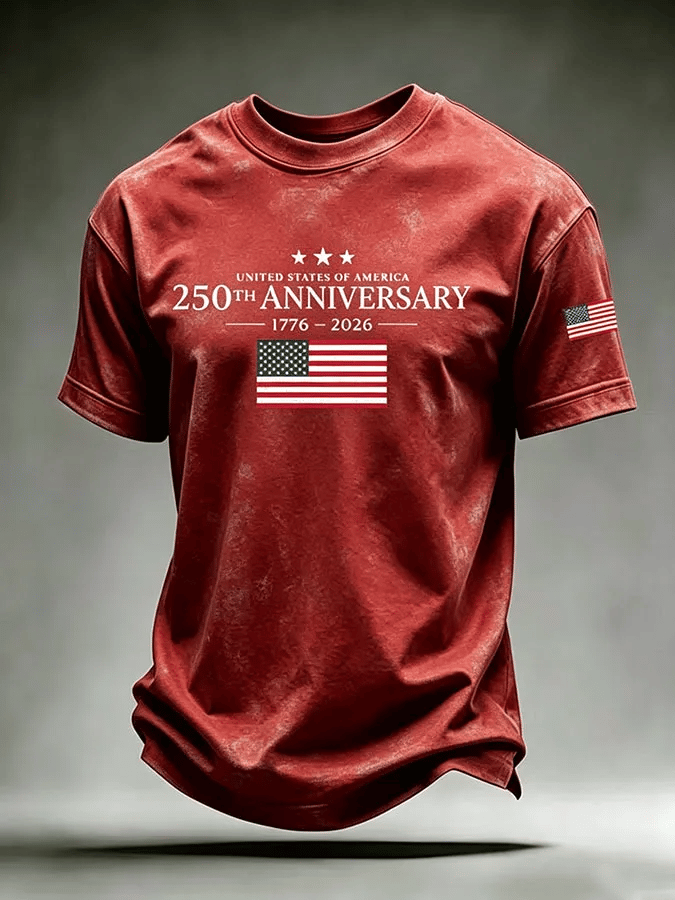 Men's USA 1776-2026 Freedom Printed Casual T-shirt