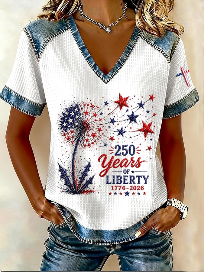 Women's America 250 1776-2026 Freedom  Faith Print T-shirt