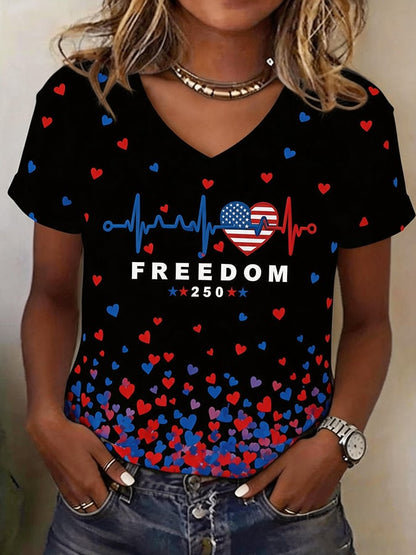 Women'S Independence Day Print Short-Sleeve Top