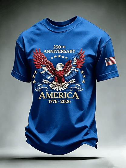 Men's USA 1776-2026 Freedom Printed Casual T-shirt