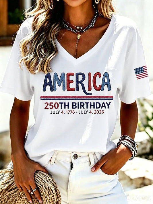 Women's America 250 1776-2026 Freedom  Faith Print T-shirt