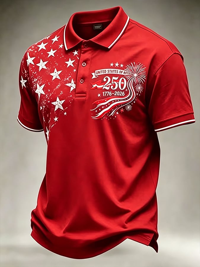 Men's 250th Independence Day Commemorative "Land Of The Free" Printed Top