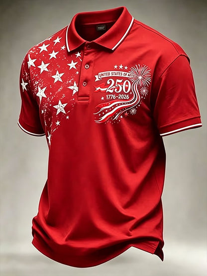 Men's 250th Independence Day Commemorative "Land Of The Free" Printed Top