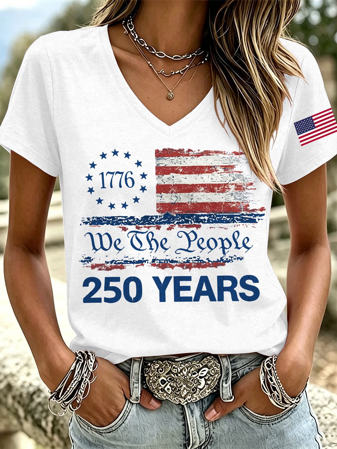 Women's Retro American 250 Print T-Shirt