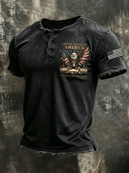 Men's USA 1776-2026 Independence Day Printed Casual T-shirt