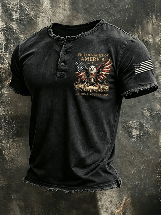 Men's USA 1776-2026 Independence Day Printed Casual T-shirt