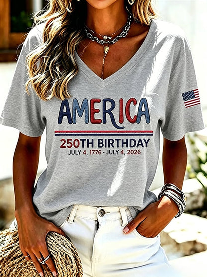 Women's America 250 1776-2026 Freedom  Faith Print T-shirt