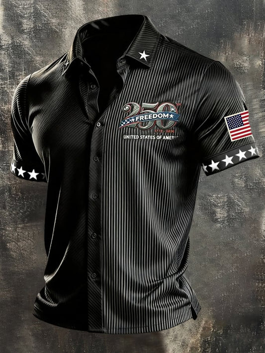 Men's Retro Independence Day Patriot Short-Sleeve Shirt