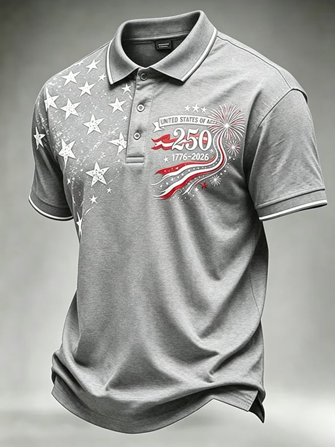 Men's 250th Independence Day Commemorative "Land Of The Free" Printed Top