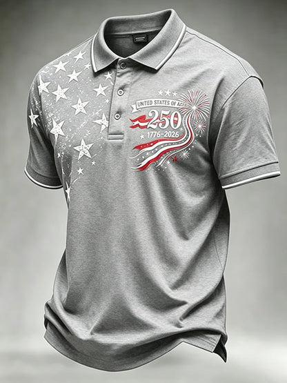 Men's 250th Independence Day Commemorative "Land Of The Free" Printed Top
