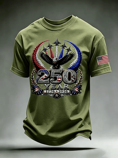 Men's USA 1776-2026 Freedom Printed Casual T-shirt