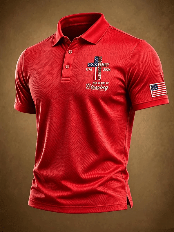 Men's USA 1776-2026 Freedom Printed Polo Shirt