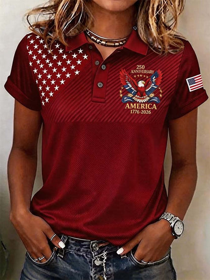 Women'S Independence Day Print Short-Sleeve Top