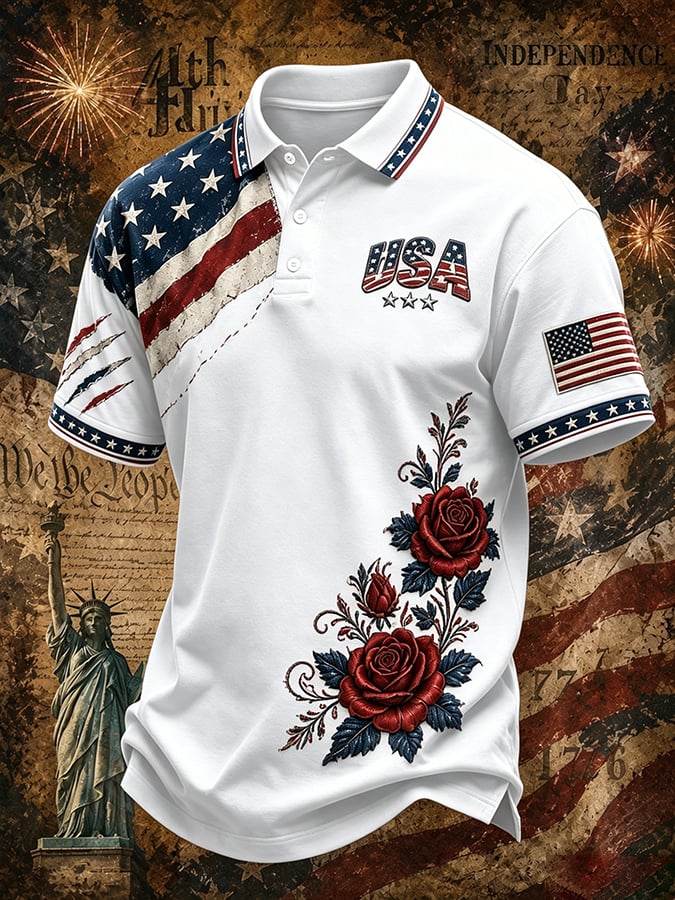 Men's 250th Independence Day Commemorative "Land Of The Free" Printed Top
