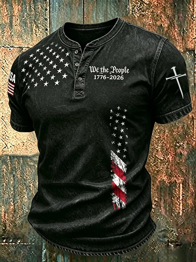 Men's Independence Day We The People 1776-2026  Printed Casual T-Shirt
