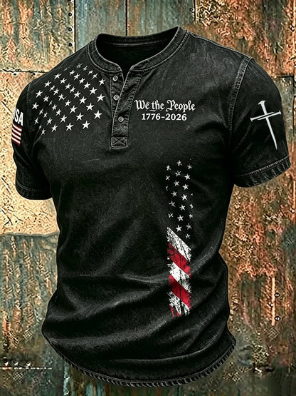 Men's Independence Day We The People 1776-2026  Printed Casual T-Shirt