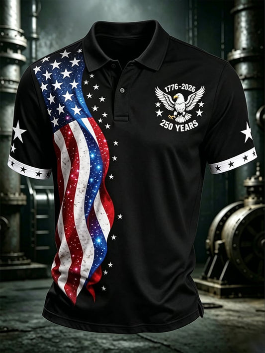 Men's250th Anniversary Print Casual Polo Shirt