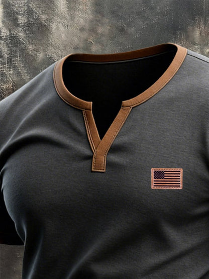 Men's Retro Patriot Patchwork T-shirt
