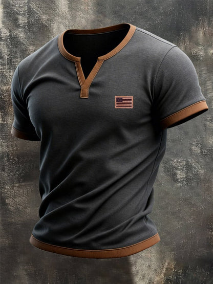 Men's Retro Patriot Patchwork T-shirt