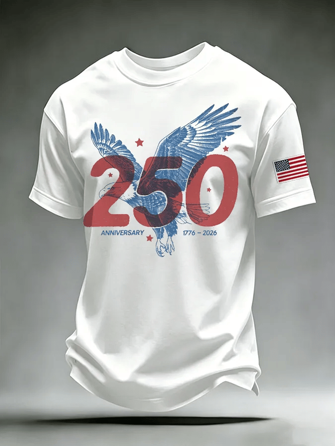 Men's USA 1776-2026 Freedom Printed Casual T-shirt