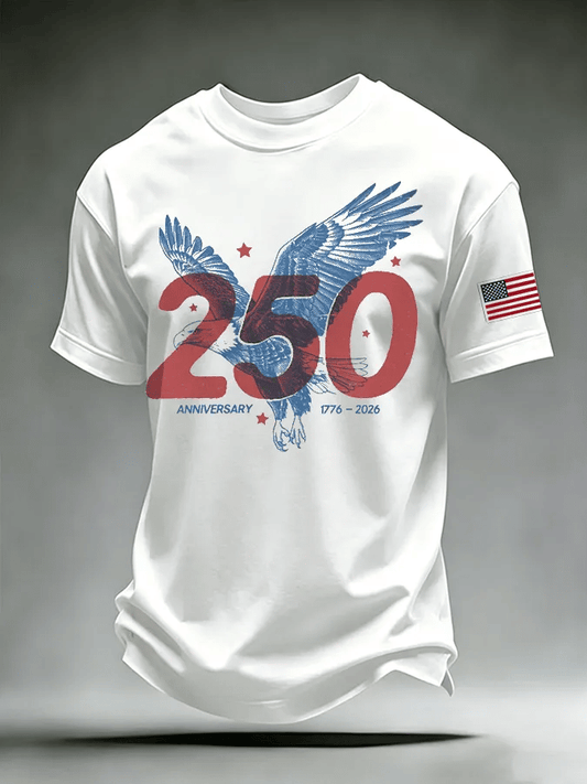 Men's USA 1776-2026 Freedom Printed Casual T-shirt