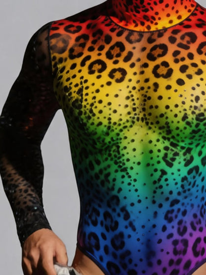 Men's Rainbow Mesh Cutout Sexy Semi-Sheer Top
