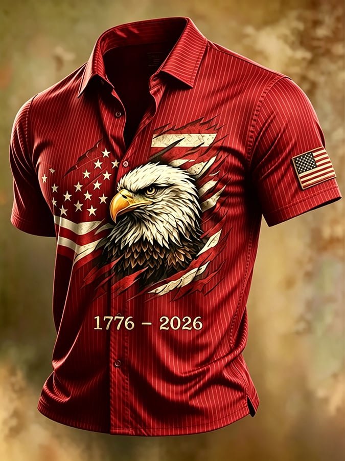Men's 250th Independence Day Commemorative  Freedom・Courage・Pride Printed Top