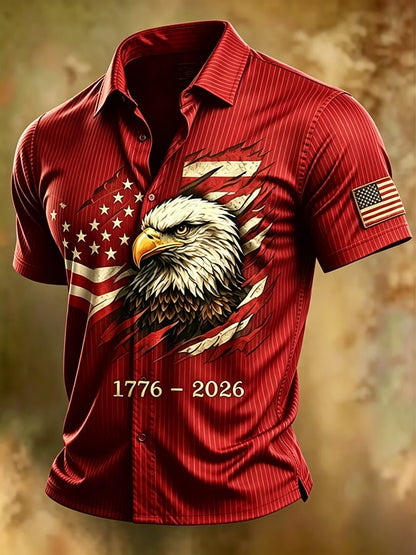 Men's 250th Independence Day Commemorative  Freedom・Courage・Pride Printed Top