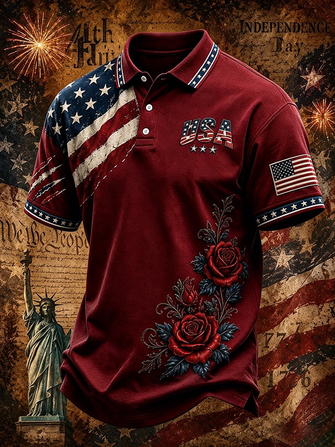 Men's 250th Independence Day Commemorative "Land Of The Free" Printed Top