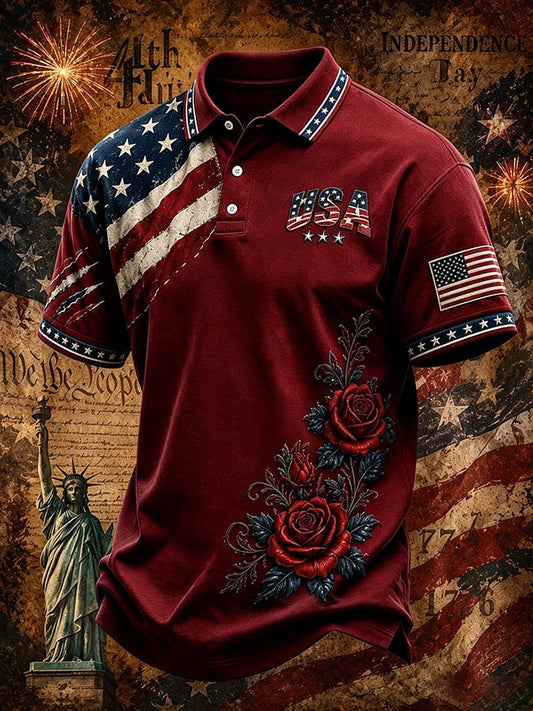 Men's 250th Independence Day Commemorative "Land Of The Free" Printed Top
