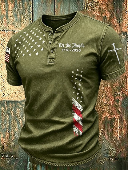 Men's Independence Day We The People 1776-2026  Printed Casual T-Shirt