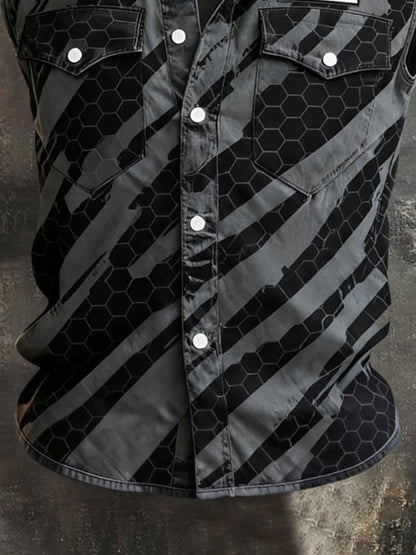Men's Retro Patriotic Color-Block Printed Sleeveless Shirt