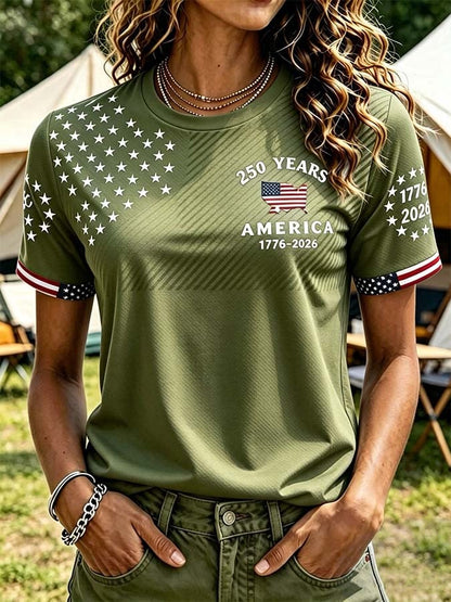 Women'S Casual Independence Day Printed Top
