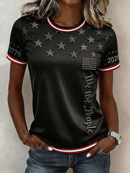 Women'S Casual Independence Day Print Top