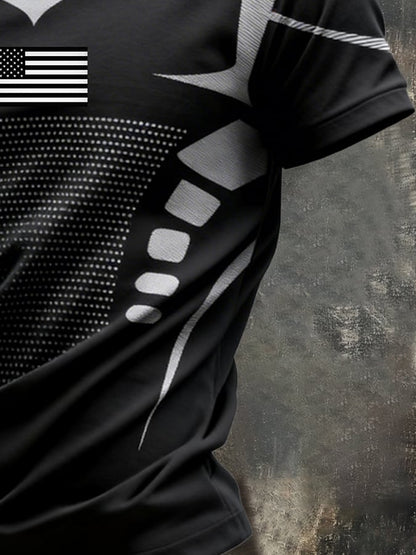Men's Retro Slim Fit Textured Camouflage Patchwork T-Shirt